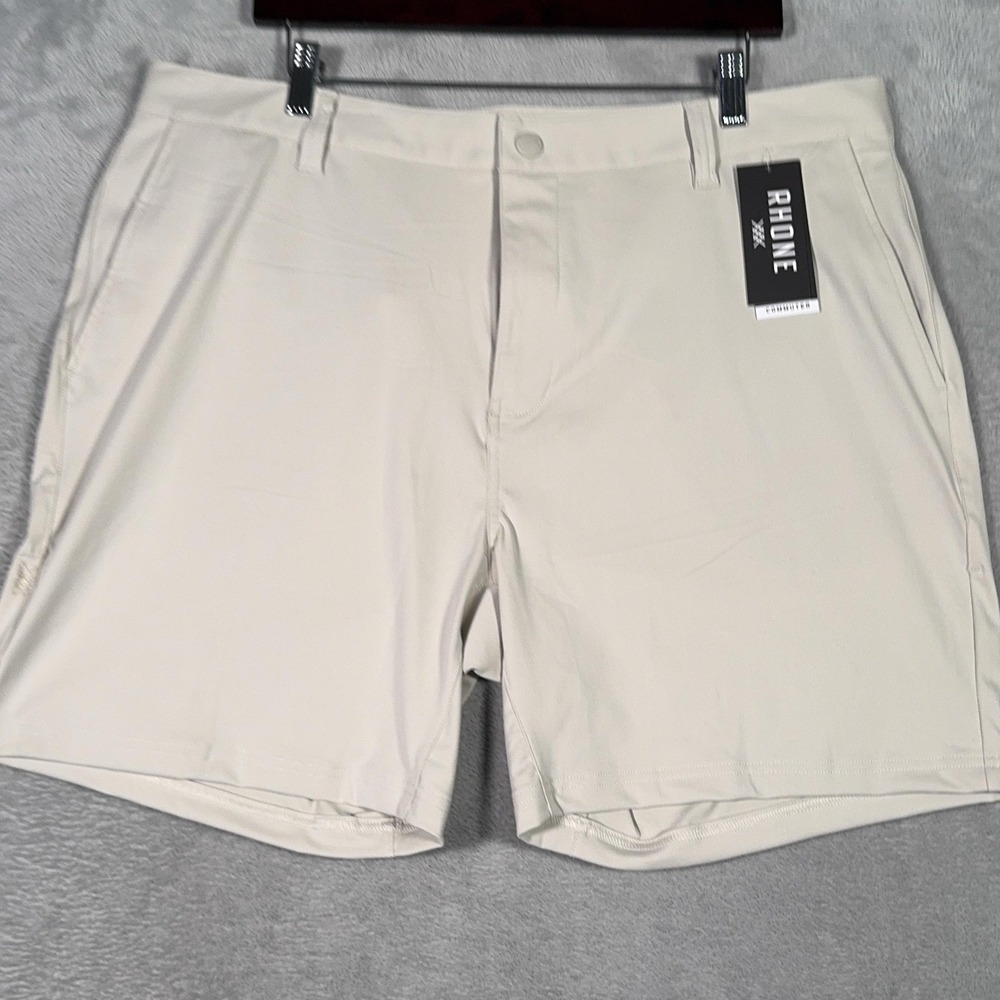 Rhone Shorts Mens 36 Beige 7 Inch Commuter Flex Knit Performance Chino Stretch